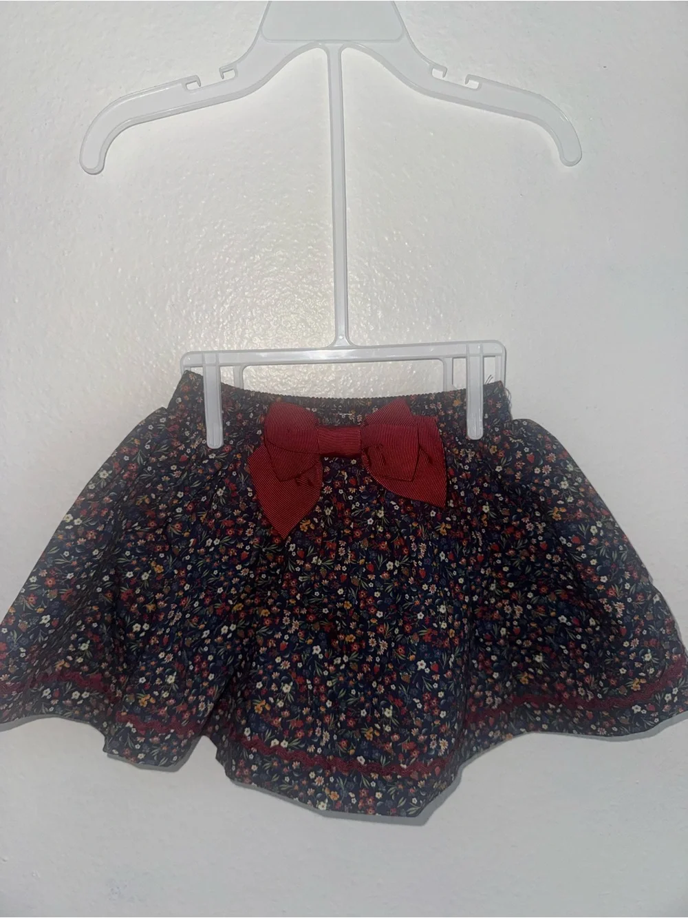 White Long-Sleeve Baby Dress with Floral Skirt